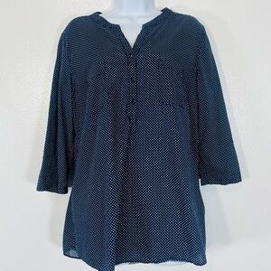 Woolworths Navy Blue Polka Dot Cotton Blouse Size 18